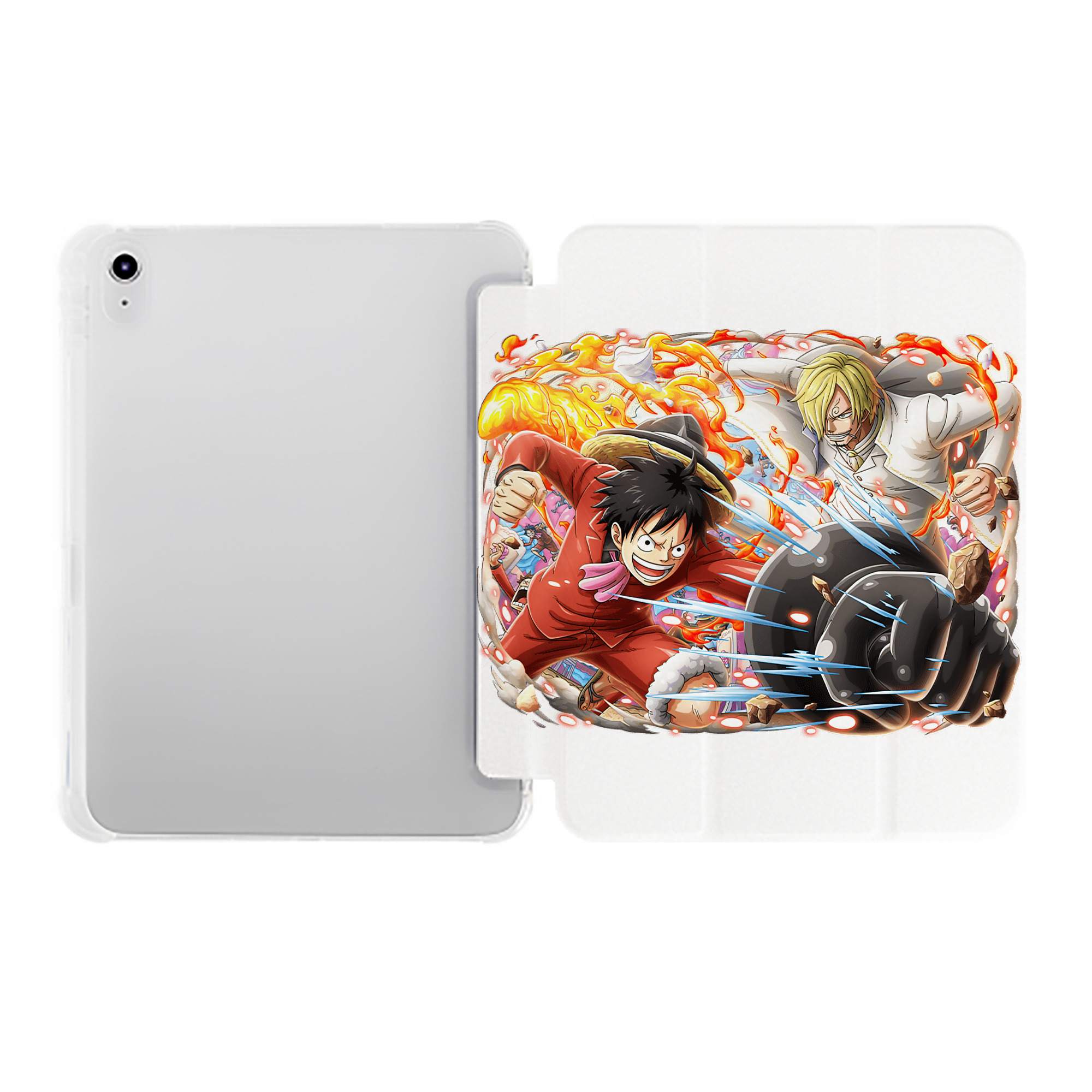 （画像用） ワンピース モンキー・D・ルフィ ONE PIECE Monkey D. Luffy IPad ケース ペン収納付き 三つ折りスタンド PUレザー×シリコン 対応機種9.5/10.5/10.9インチ